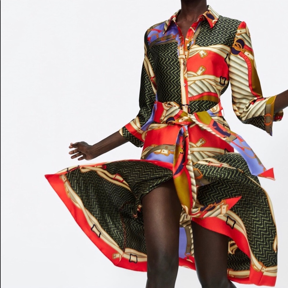 ✨ ZARA “Silk Scarf” Print Midi Dress ✨